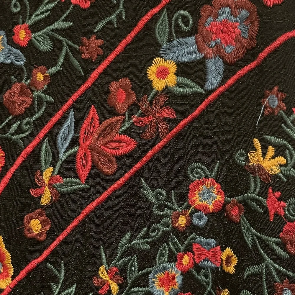 Floral Embroidered Black Boutique Dress - Picture 3 of 5